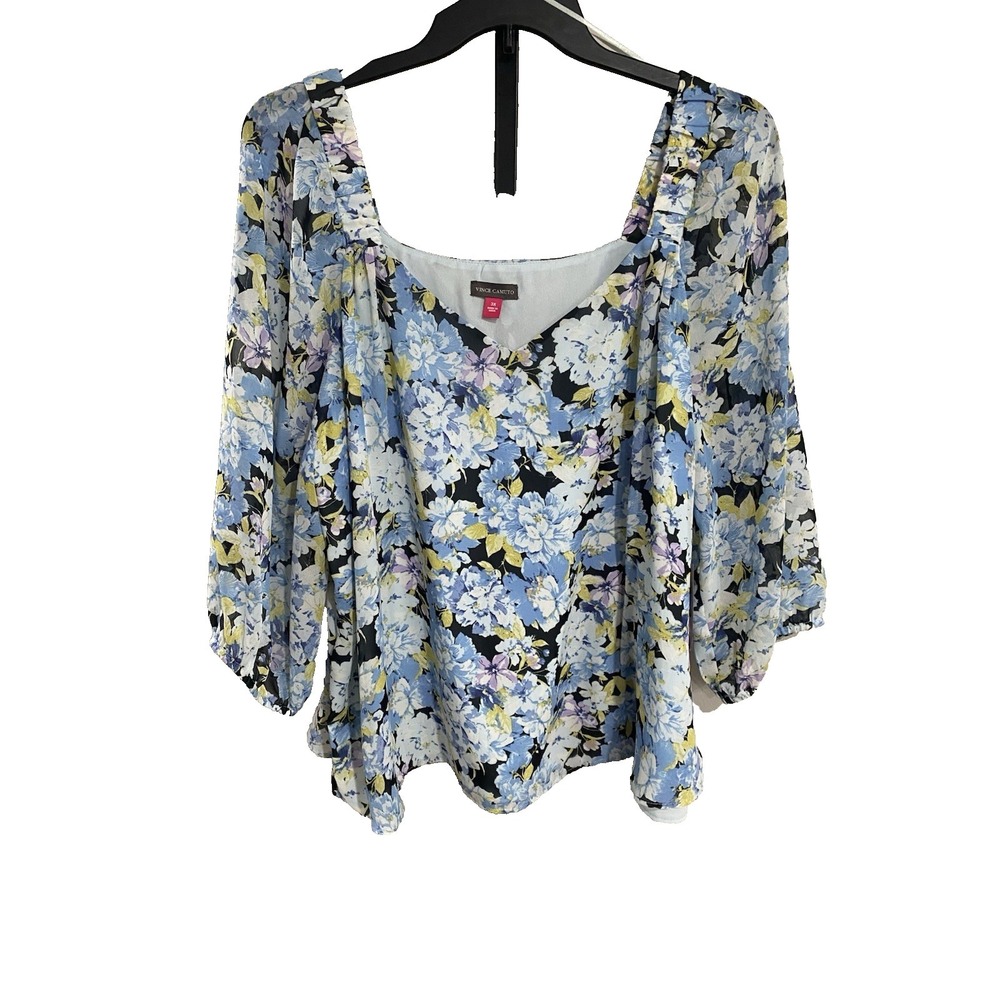 Vince Camuto womens blouse shirt top babydoll blue sz 3X BRAND NEW $89